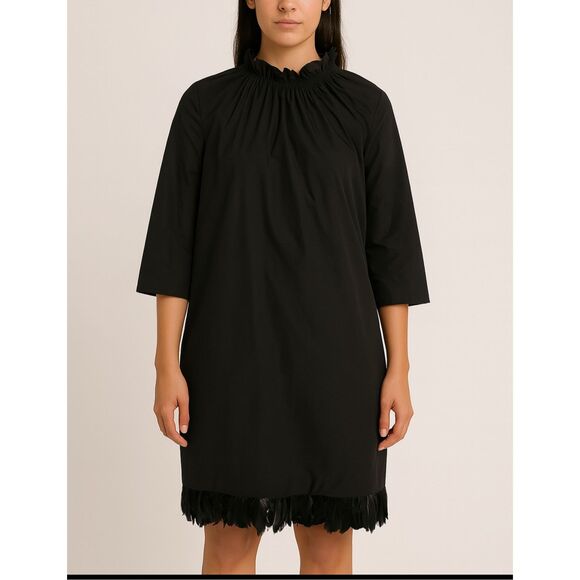 COS Mock Neck Half Sleeve Feather Hem Dress 6 - Picture 1 of 11